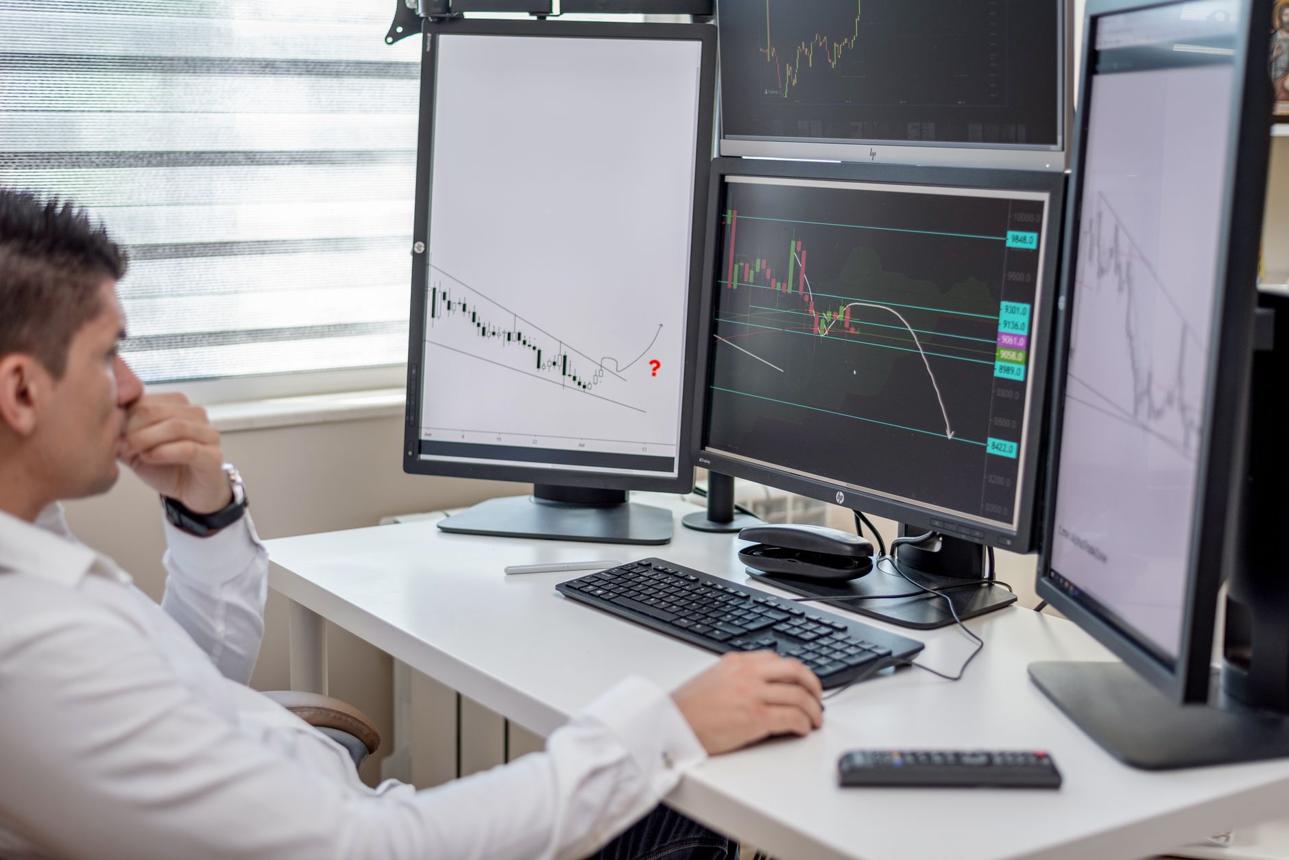 Dashboard con grafici di performance e metriche KPI su monitor di analista