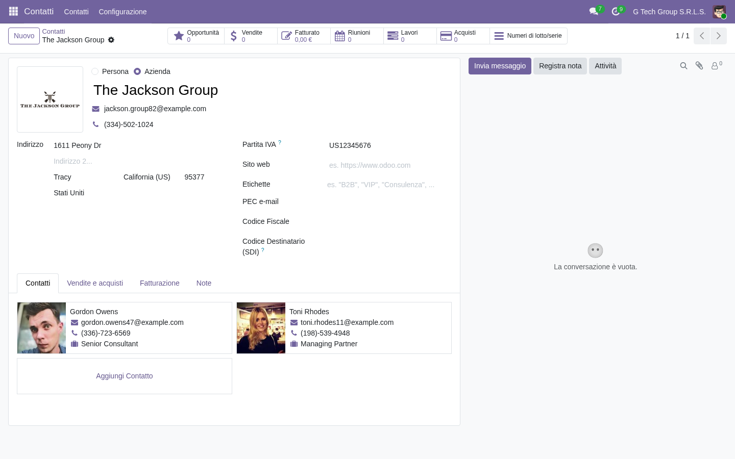 Multi-departmental view Customer 360 Odoo 19 PMI italiane