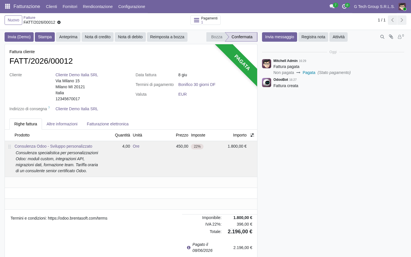Pagamento Odoo 19 per predictive cash flow AI PMI italiane