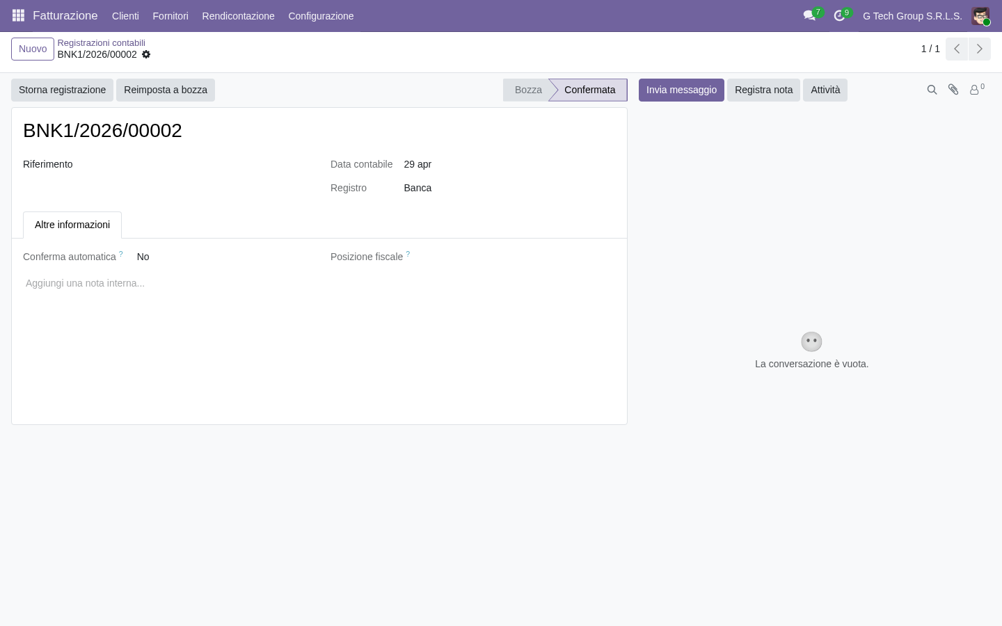 Odoo 19 registrazione contabile con distribuzione analitica su più dimensioni PMI italiane