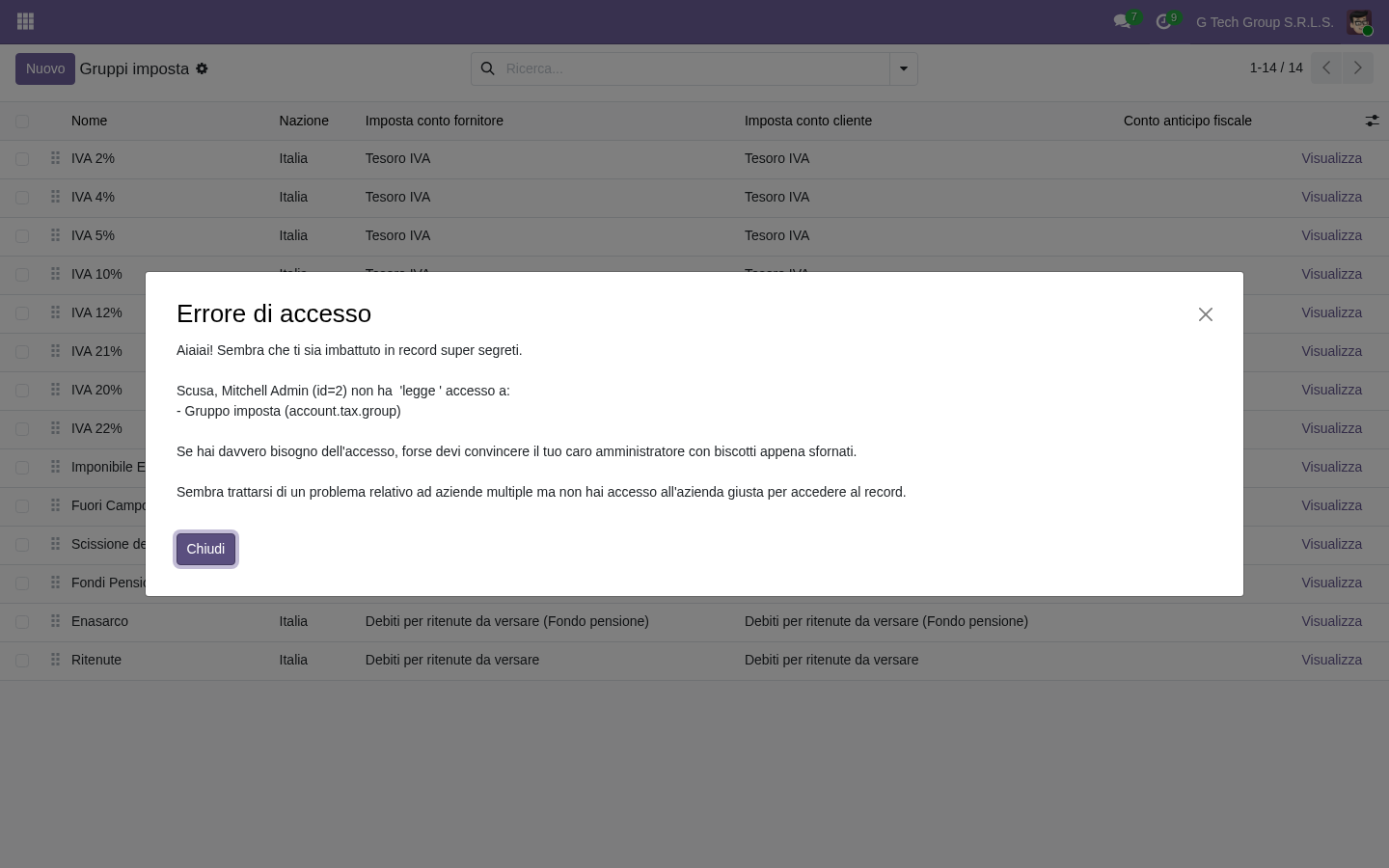 Gruppi d'imposta IVA per la reportistica in Odoo 19