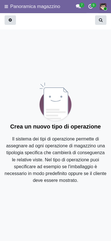 Odoo 19 operazioni di magazzino da mobile con scansione dei codici a barre