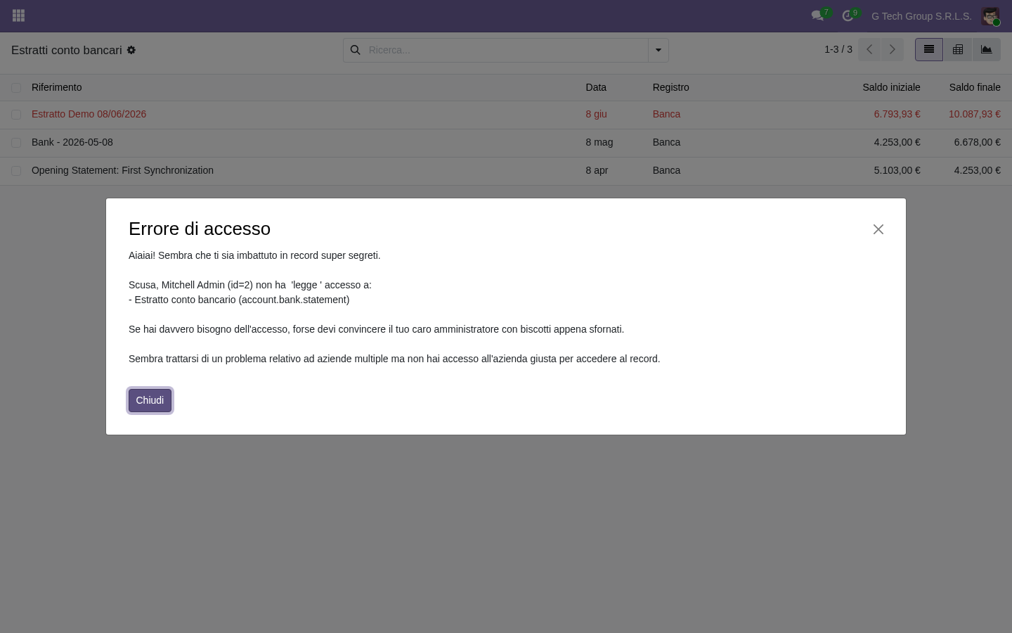 Odoo 19 estratto conto bancario con importazione CBI e riconciliazione per PMI italiane