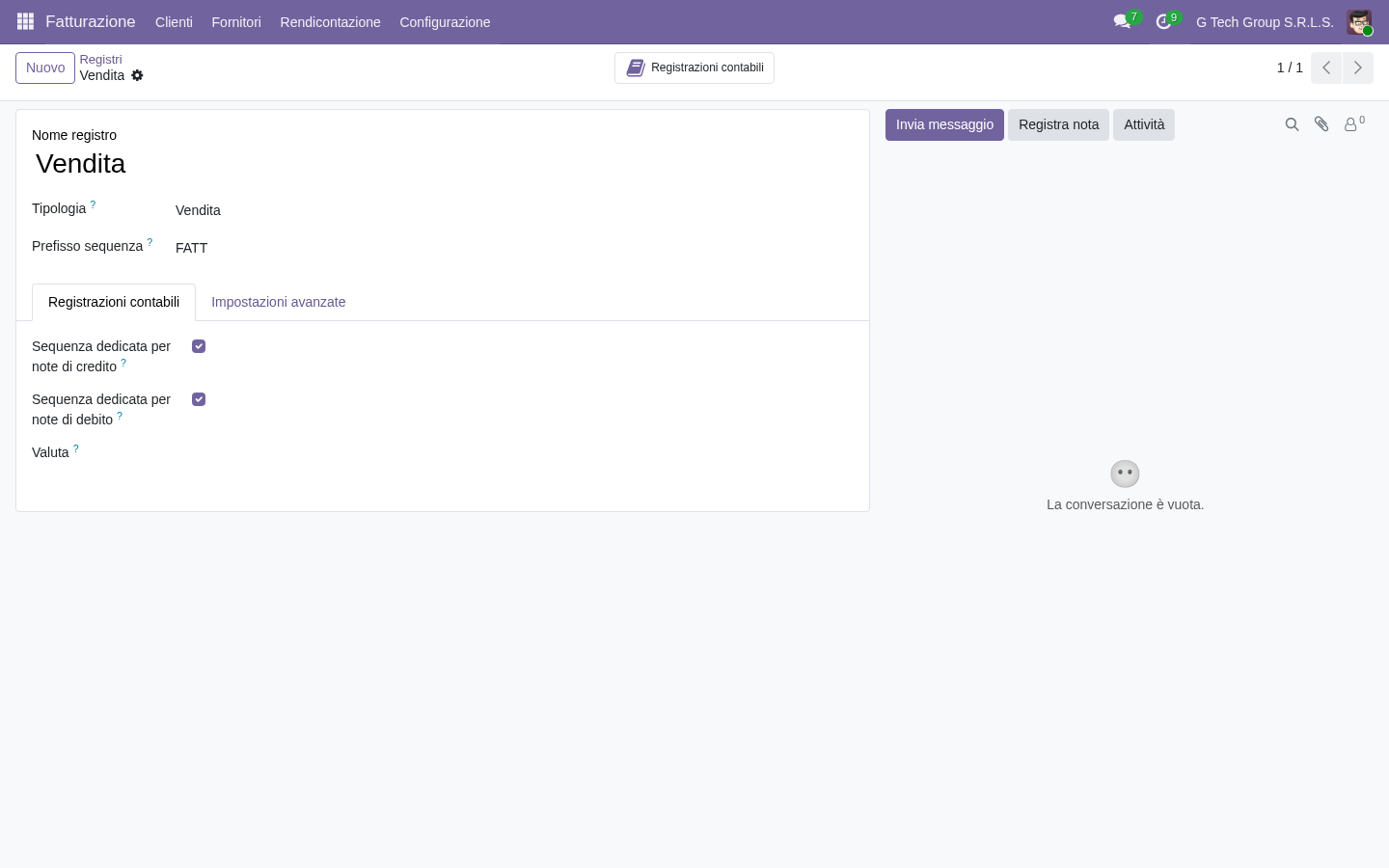 Odoo 19 configurazione registro di banca e conto bancario per PMI italiane