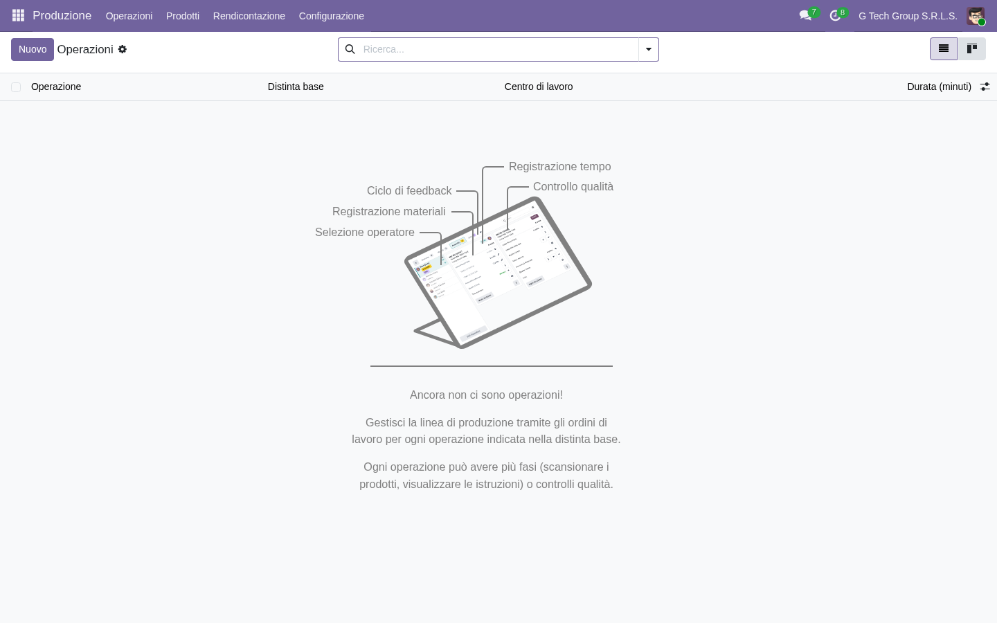 Routing operations Odoo 19 MRP cicli lavorazione produzione PMI