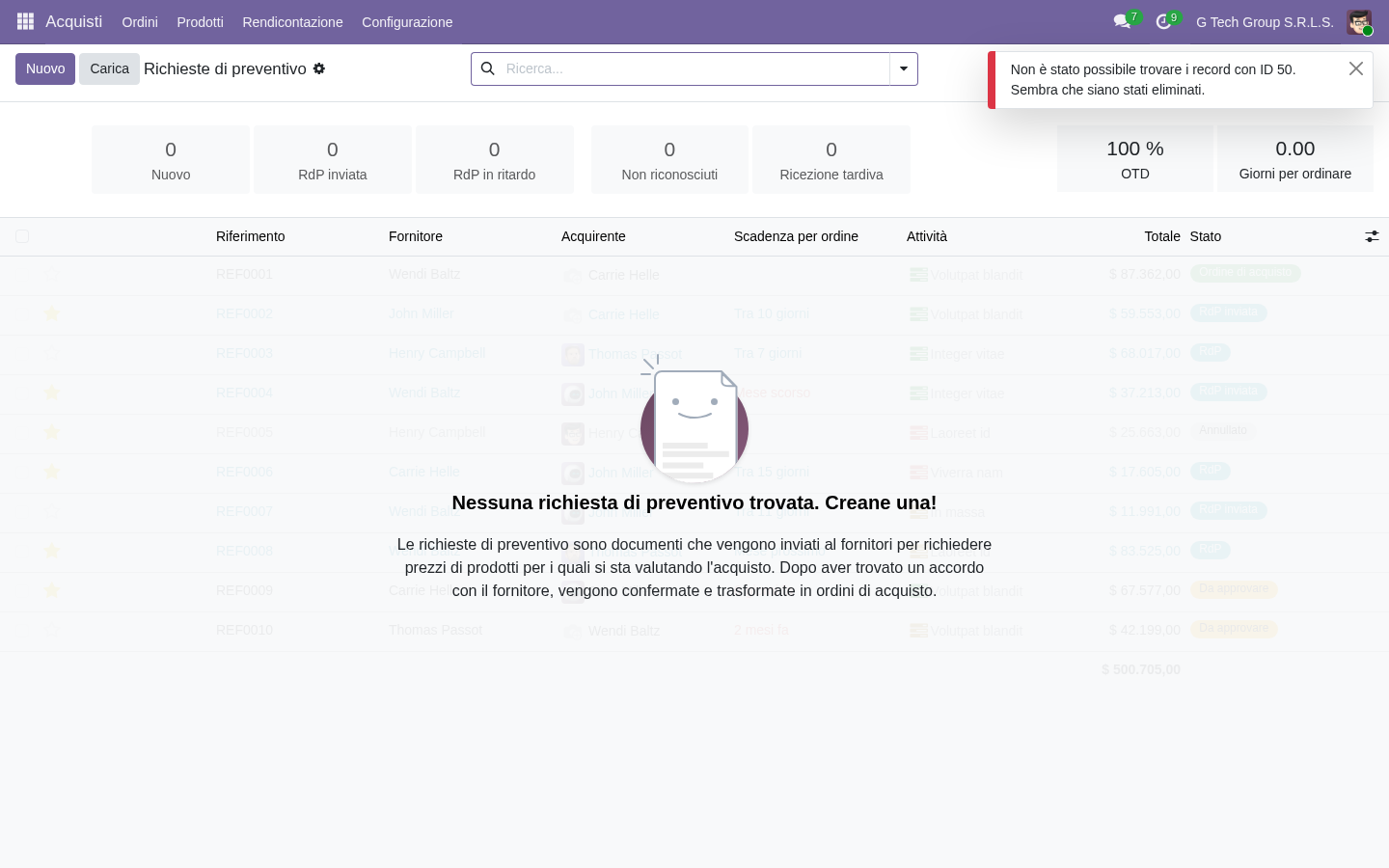 Purchase Order Scope 3 upstream carbon Odoo 19 PMI manifattura