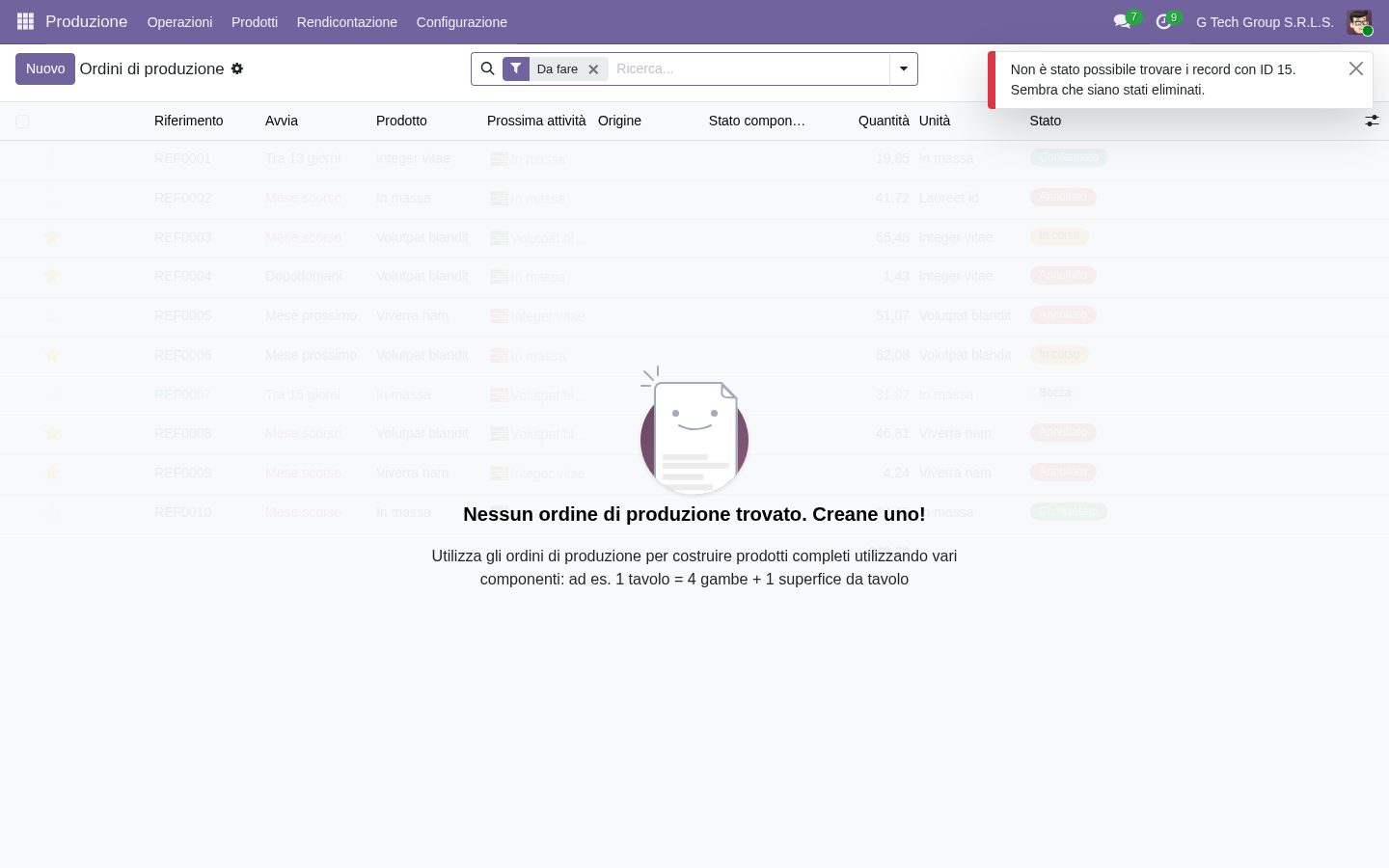 Refurbishment workflow MO Odoo 19 circular economy PMI manifattura