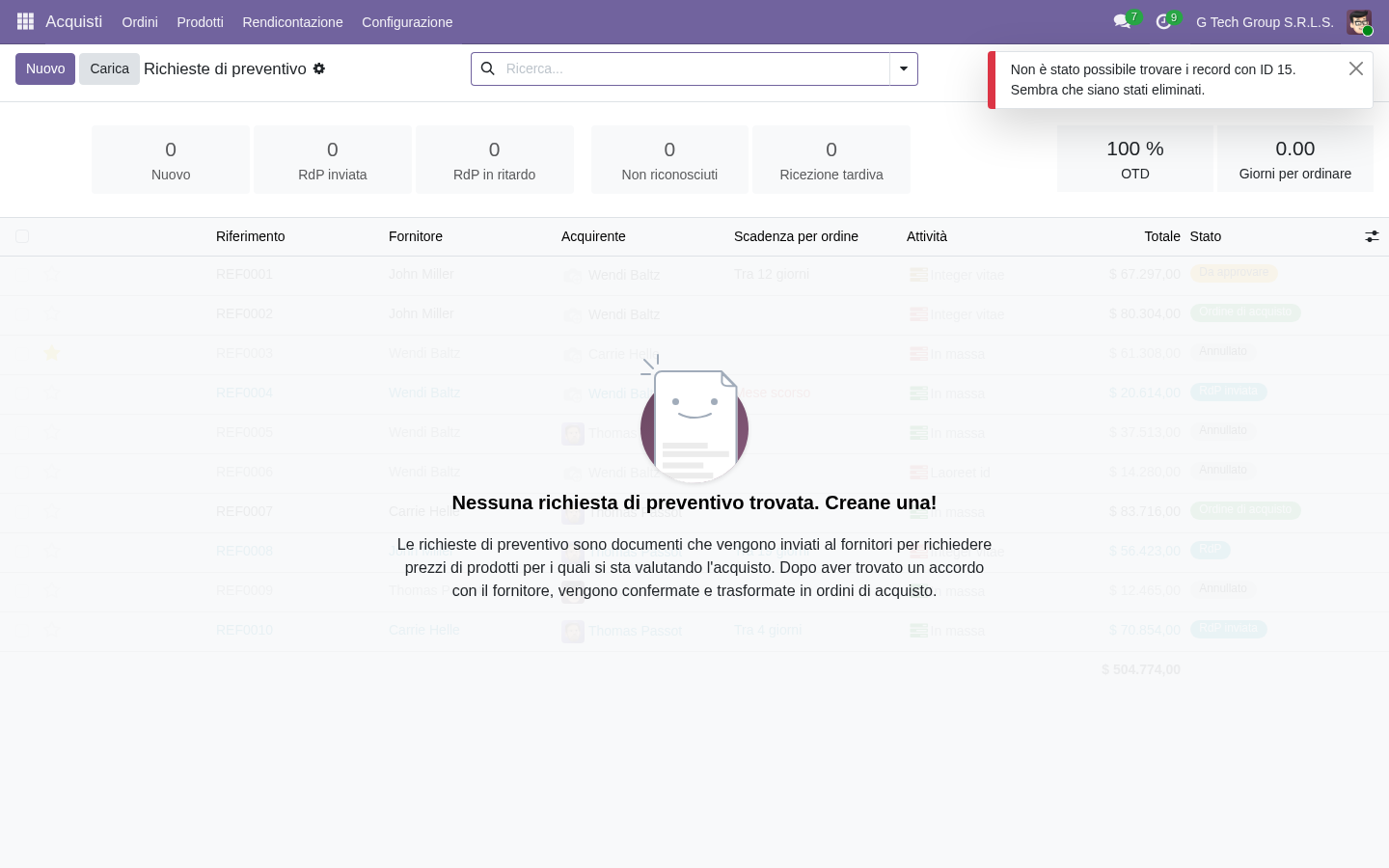 Procurement materie prime riciclate Odoo 19 circular economy PMI