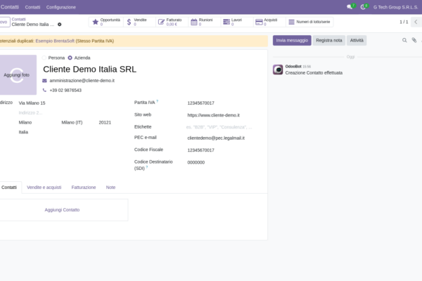 Come configurare un cliente in Odoo 19 con tutti i dati per la fatturazione elettronica italiana