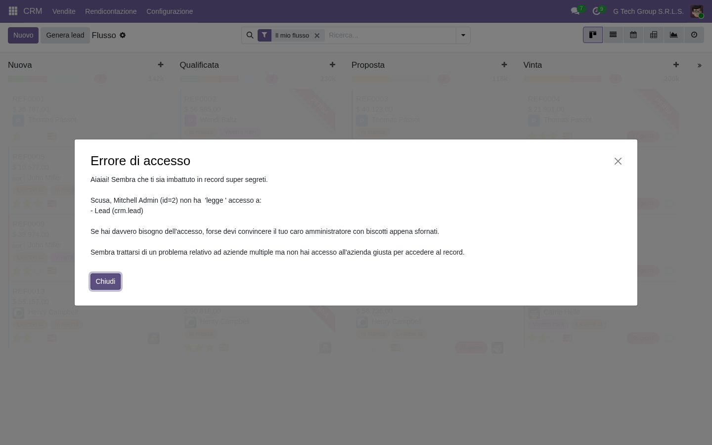 Lead to Opportunity conversion CRM Odoo 19 PMI italiane workflow