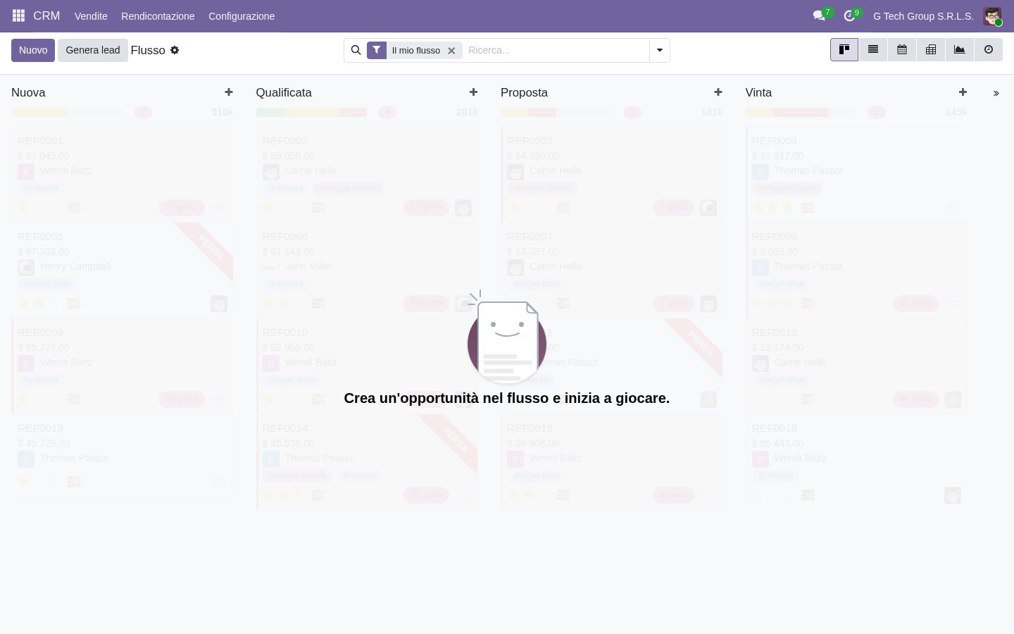 Dettaglio opportunity CRM Odoo 19 sales PMI italiane setup