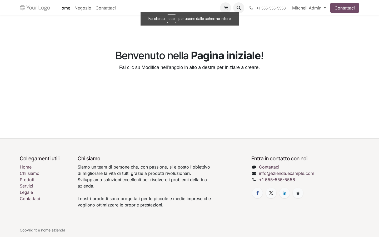 Odoo 19 knowledge base website FAQ self-service customer PMI italiane