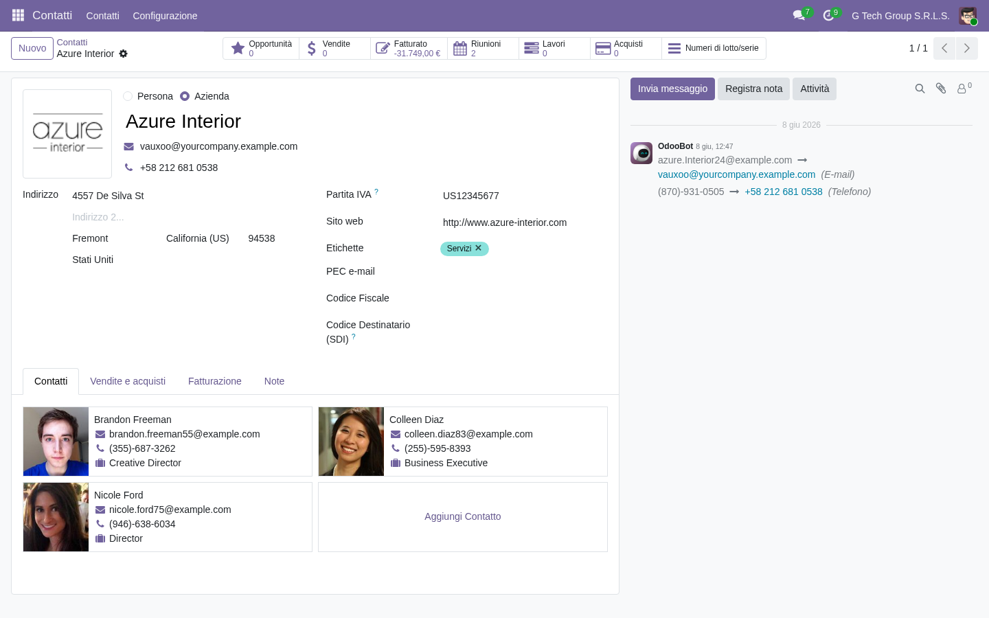 Partner internazionale anagrafica Odoo 19 export compliance PMI italiane