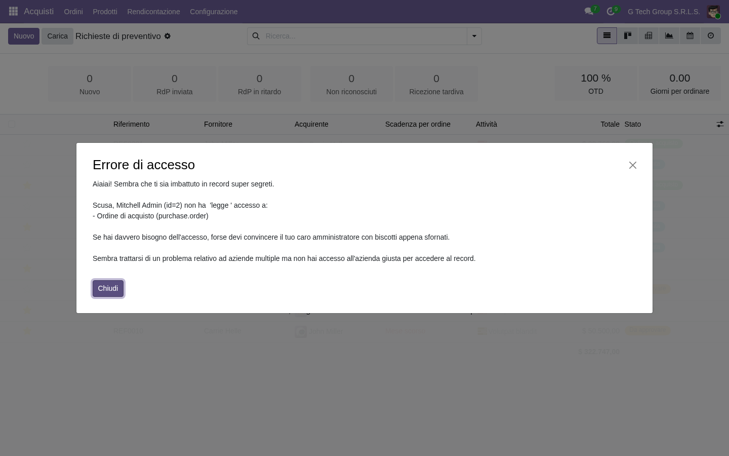 Import procurement extra-UE Odoo 19 customs PMI italiane