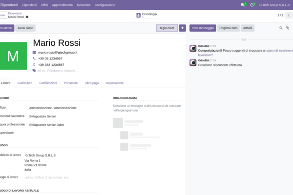 Gestione HR e dipendenti italiani in Odoo 19: anagrafica, contratti CCNL, presenze, ferie (guida PMI)