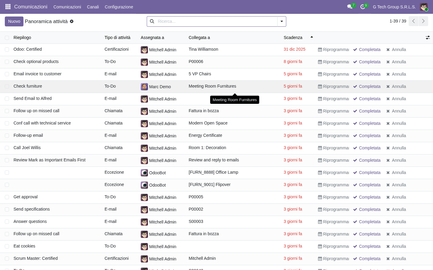 Telephony VoIP integration CRM Odoo 19 PMI italiane click-to-call