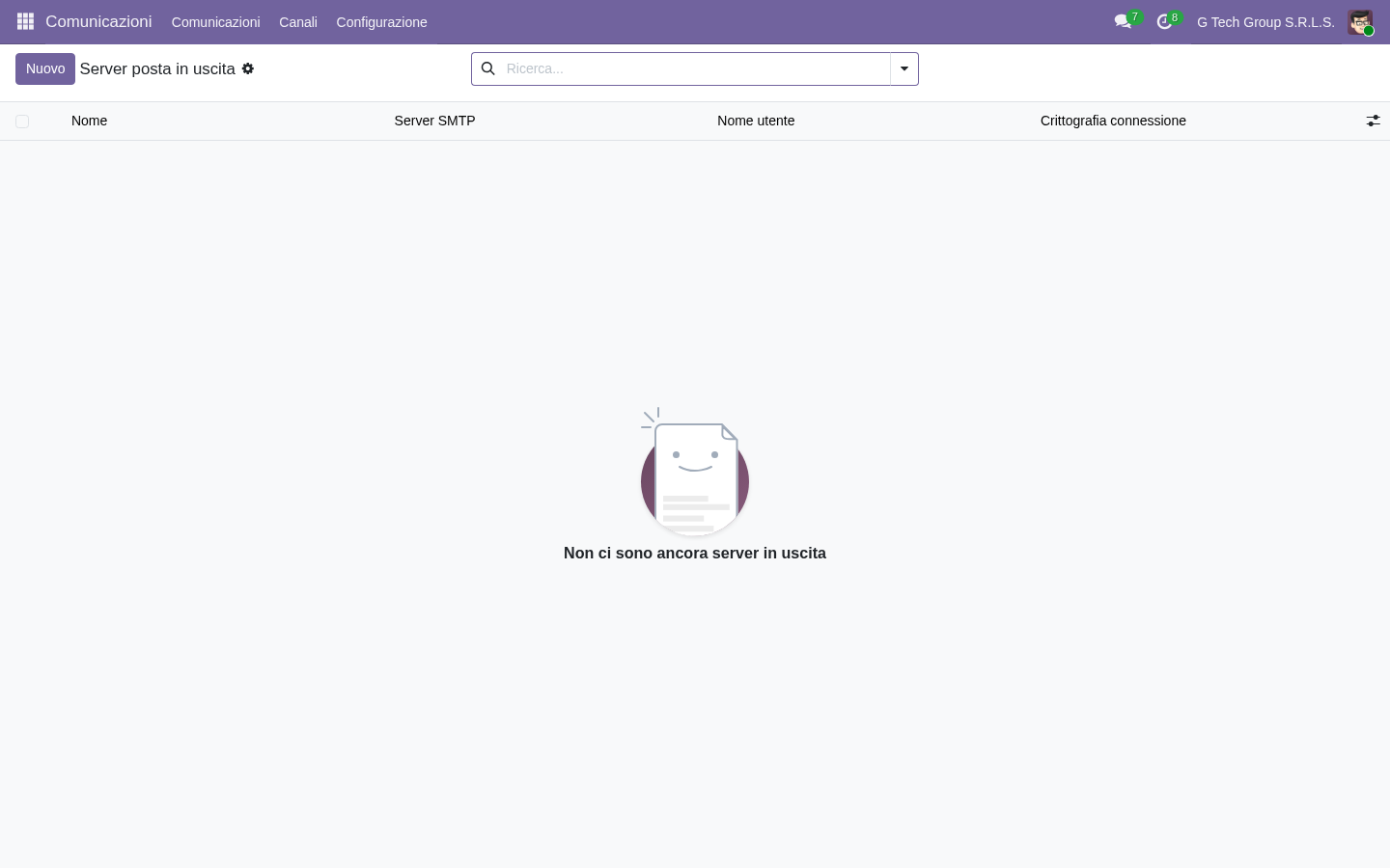 Configurazione SMTP outgoing mail Odoo 19 per integrazioni email