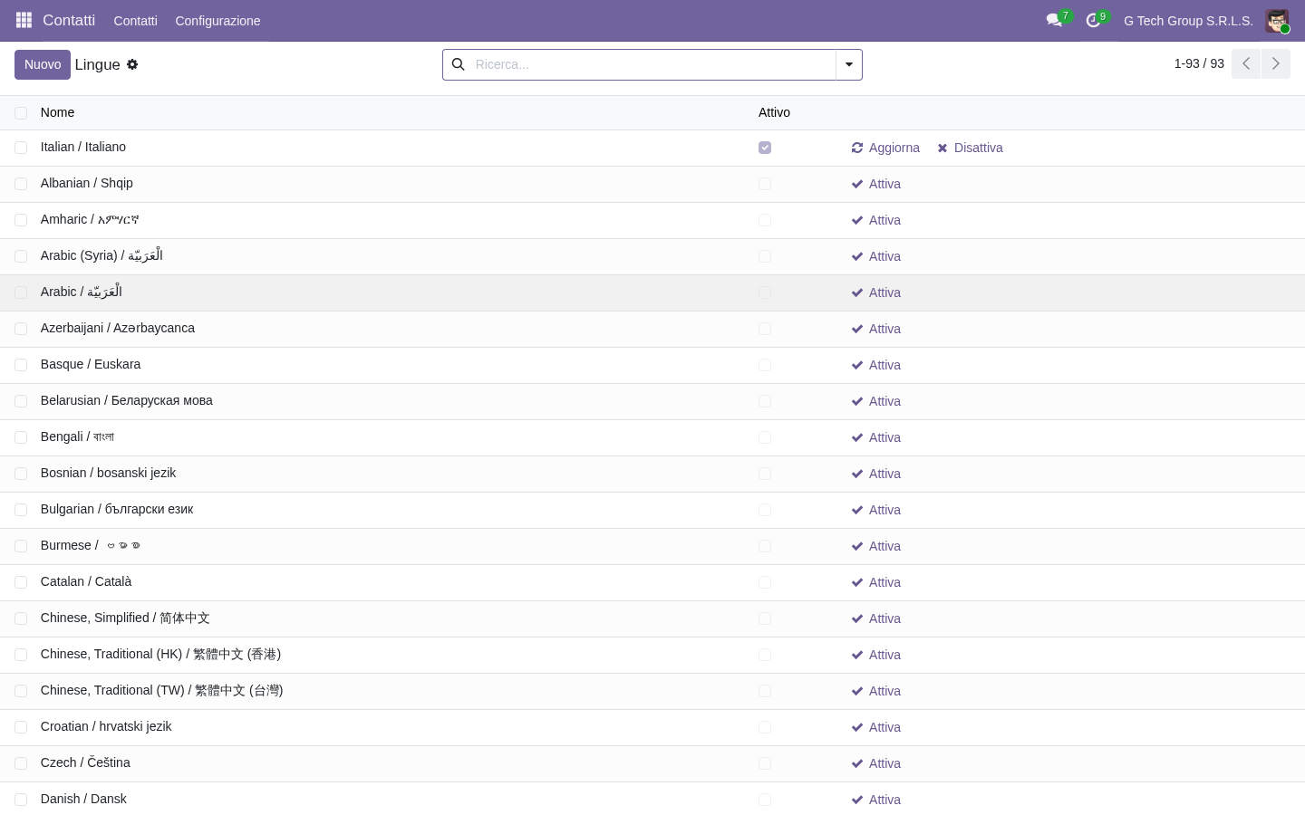 Odoo 19 multi-language UI customer portal italiana EN DE FR PMI