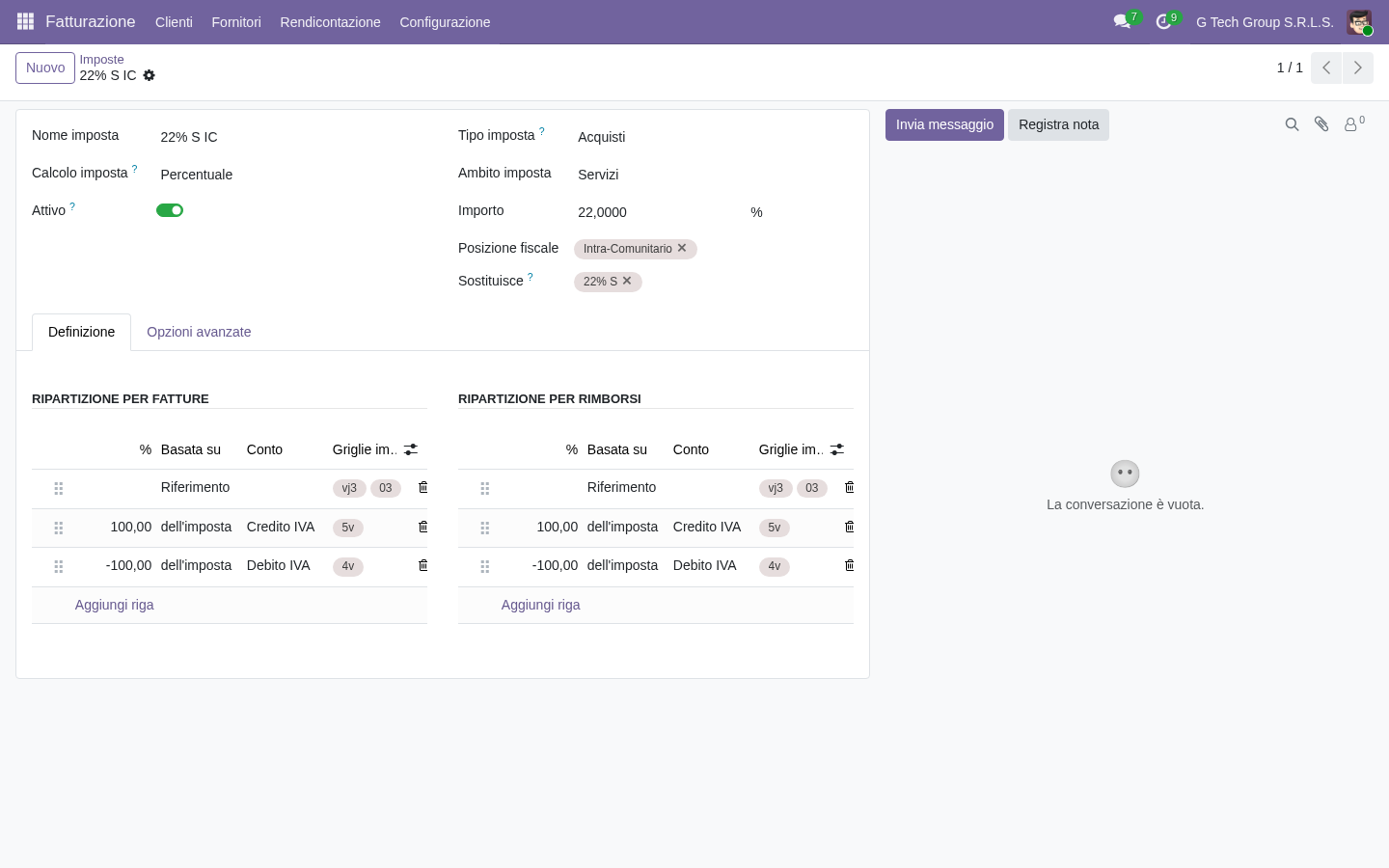 Odoo 19 reverse charge IVA inversione contabile PMI italiane meccanismo