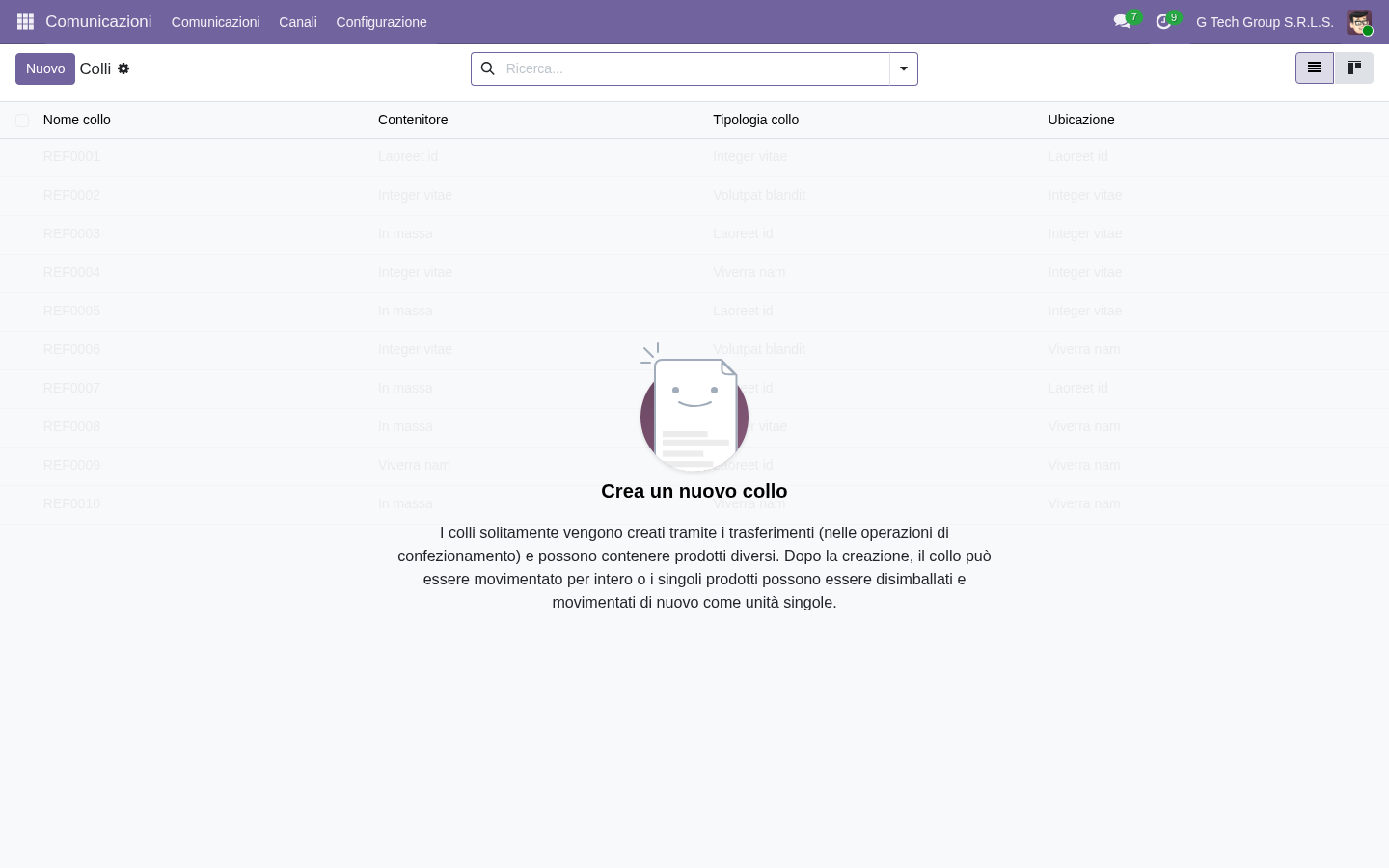 Odoo 19 packages colli shipping logistica PMI italiane multi-prodotto
