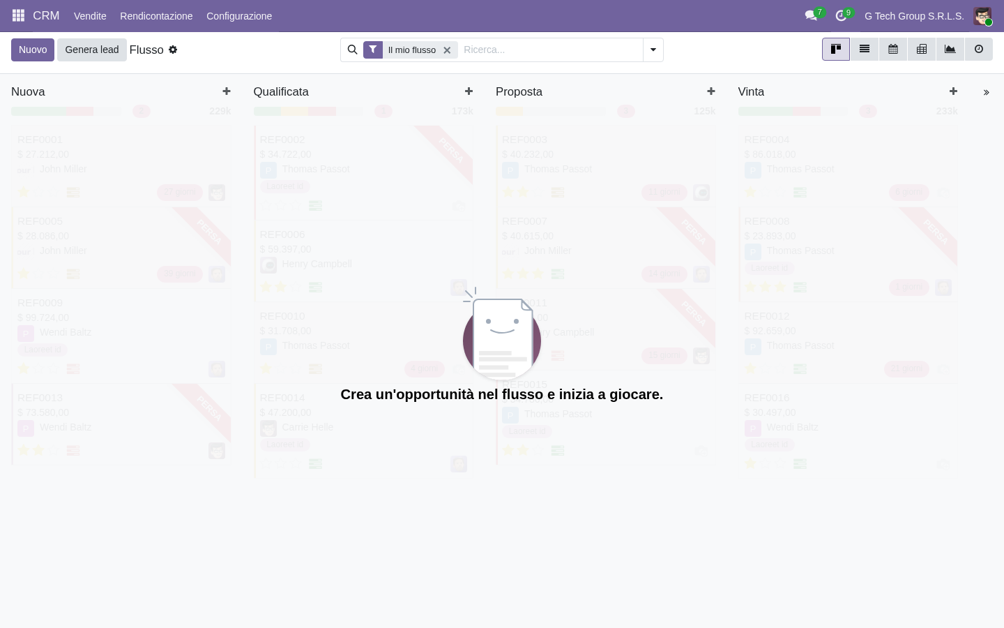 Mark Lost workflow opportunity CRM Odoo 19 PMI italiane