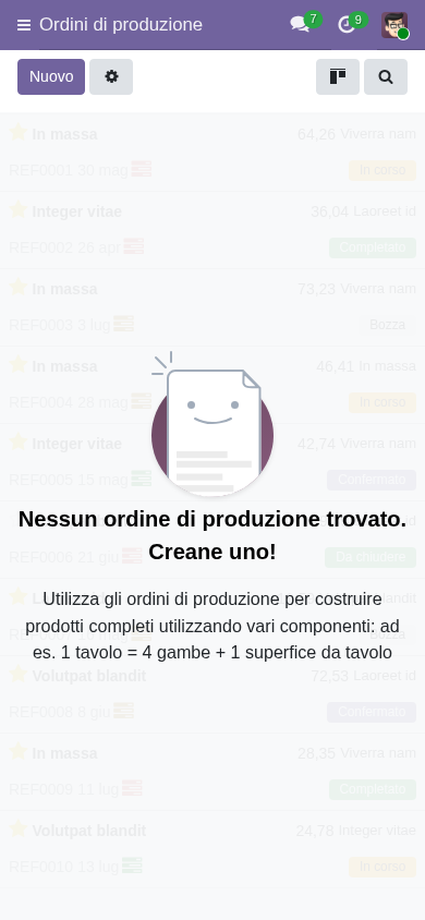 Odoo 19 ordini di produzione da mobile per l'operatore in linea nelle PMI italiane