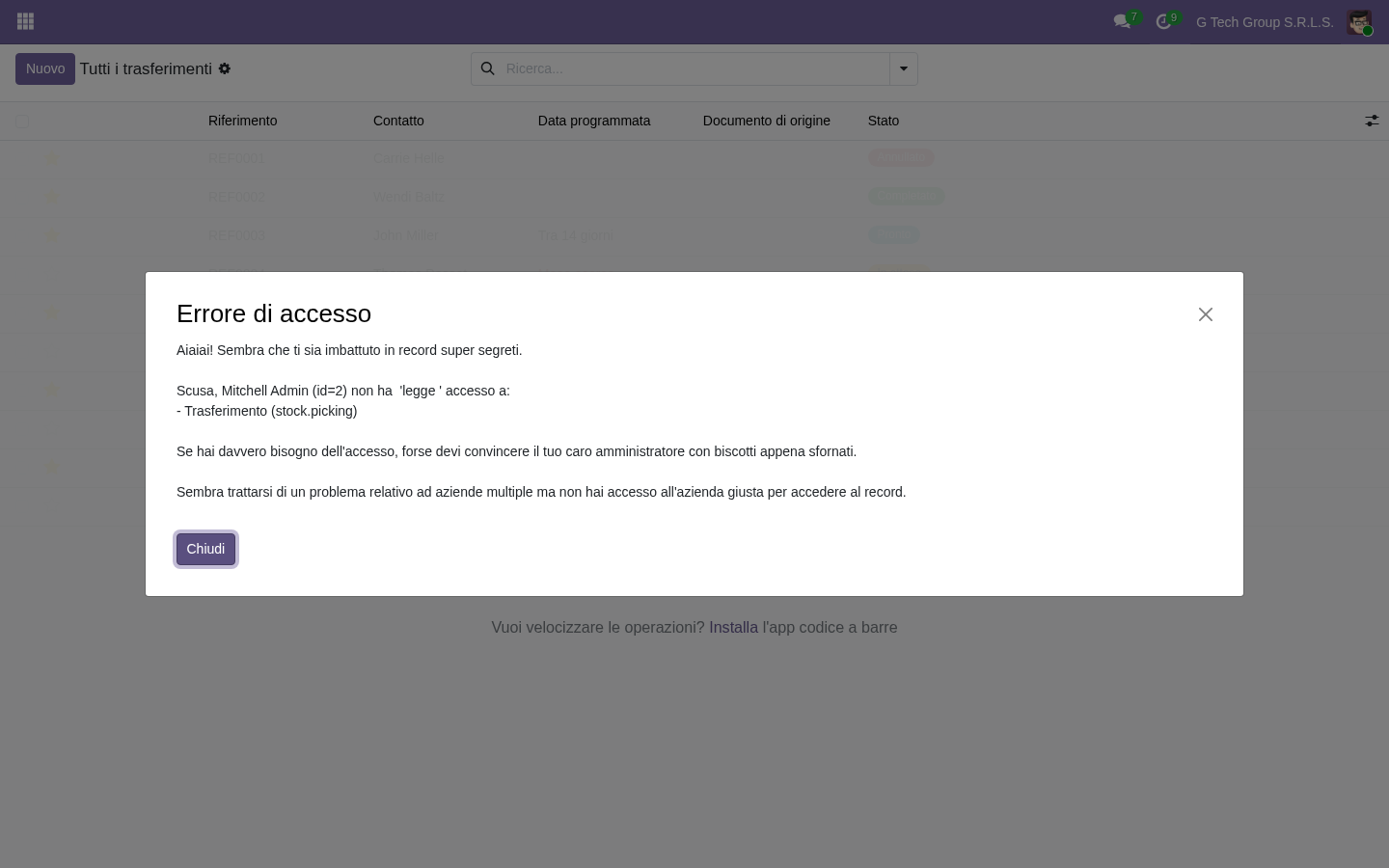 Odoo 19 configurazione del tipo di operazione Ricevimenti dai fornitori per le PMI italiane