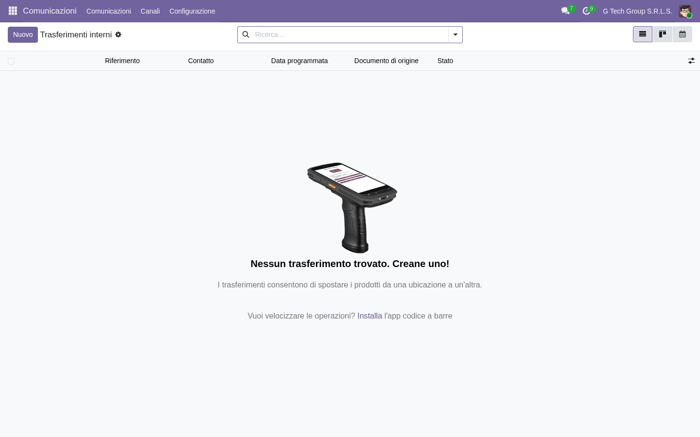 Odoo 19 internal transfers movimenti interni magazzino PMI italiane