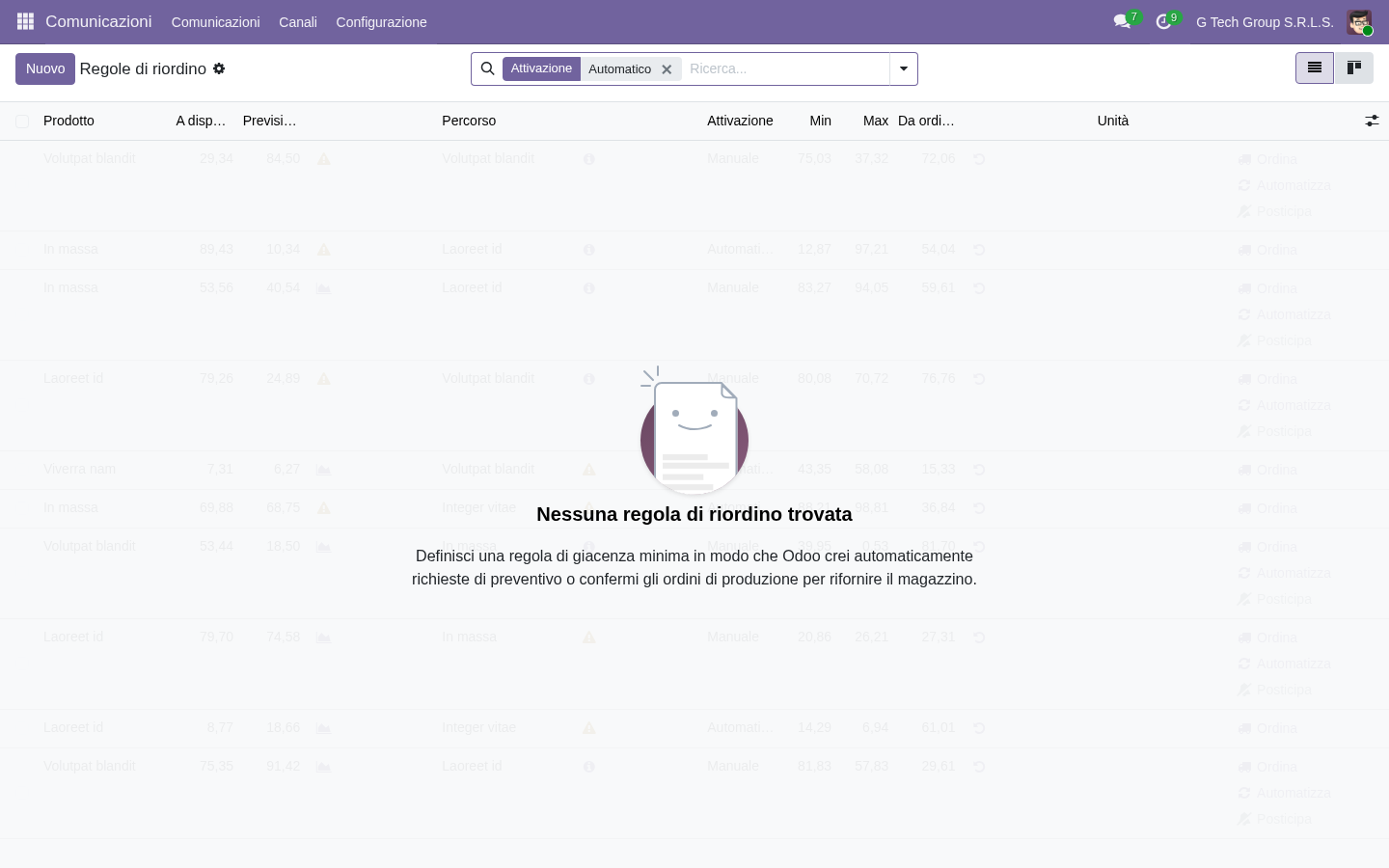 Distinta base BOM Odoo PMI manifattura