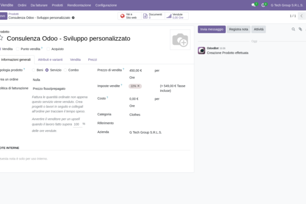 Come creare un prodotto in Odoo 19 con aliquota IVA corretta (guida PMI italiane)