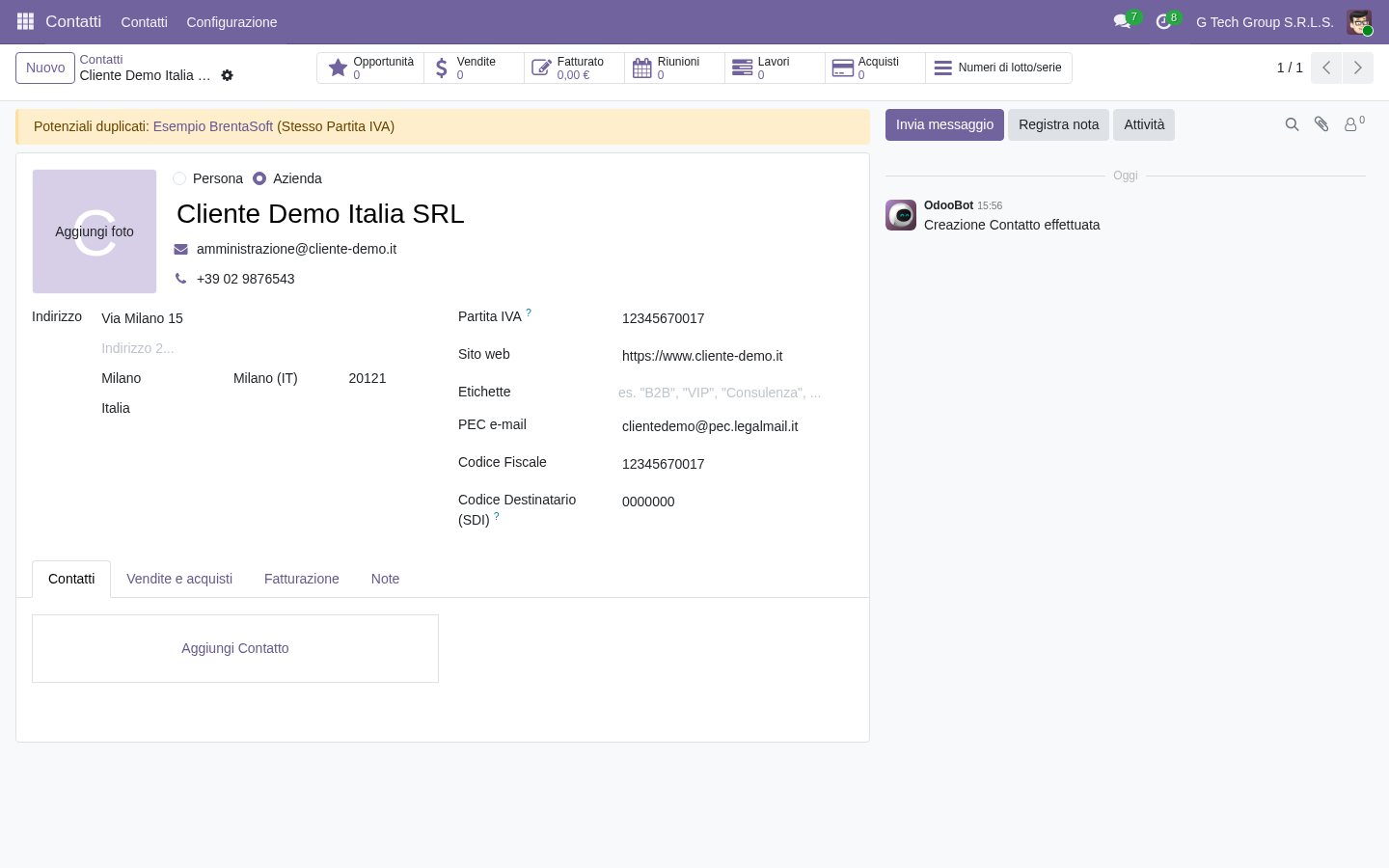 Anagrafica cliente Odoo 19 asset master data PMI 5 anni ROI