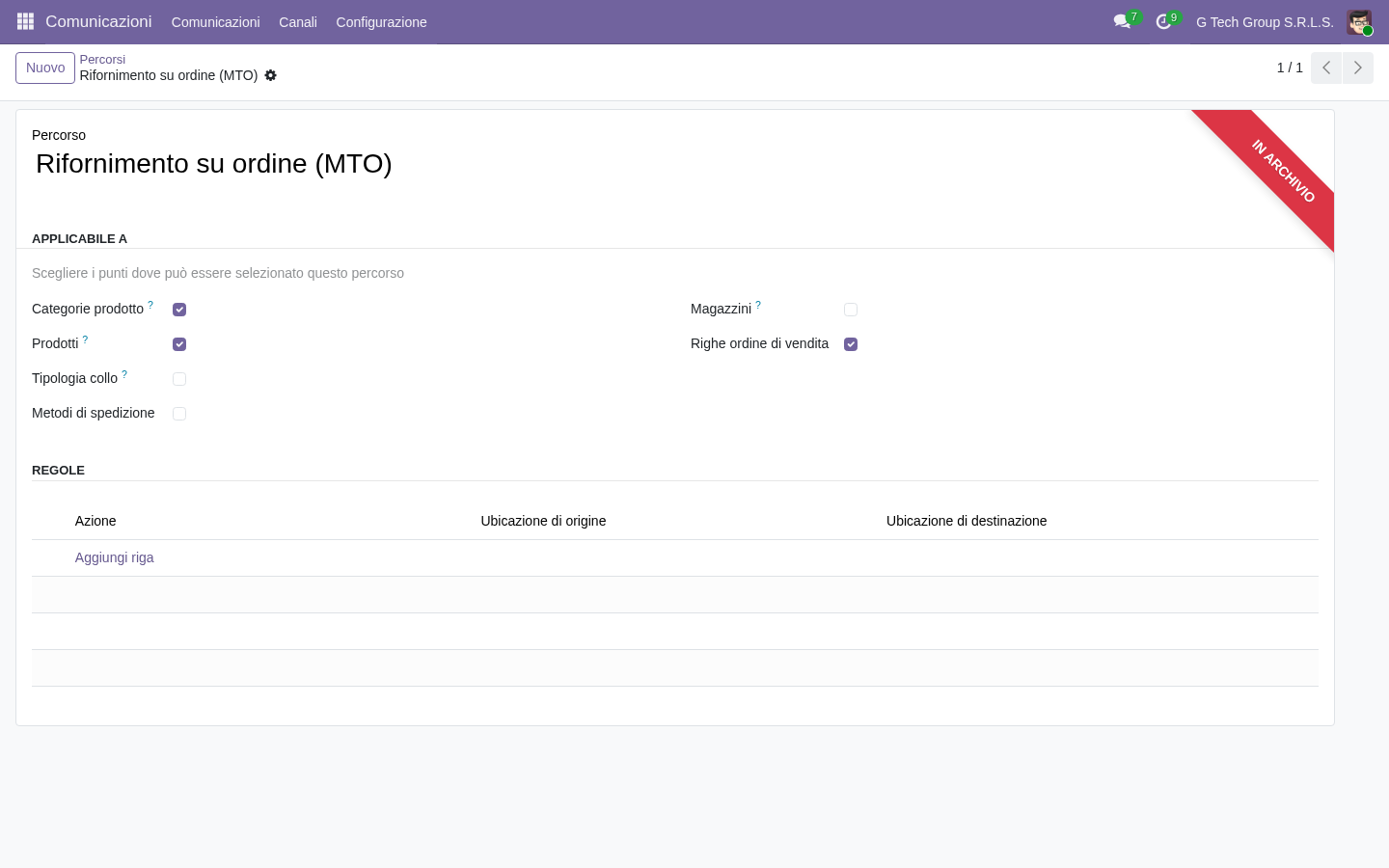 Odoo 19 percorso MTO rifornimento su ordine per le PMI italiane