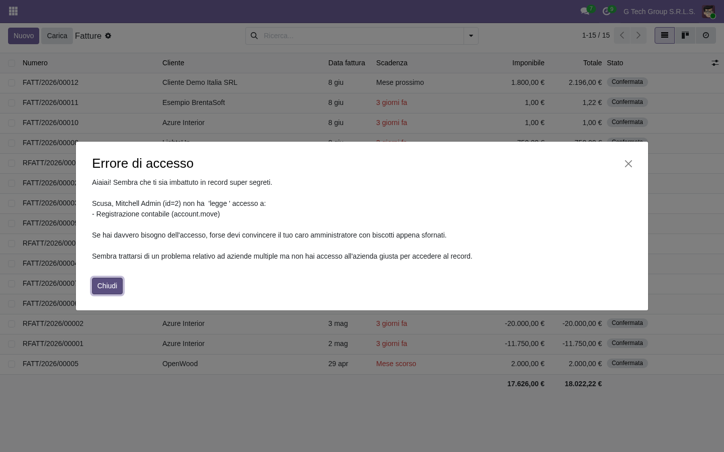 Righe fattura e dati XML SdI in Odoo 19