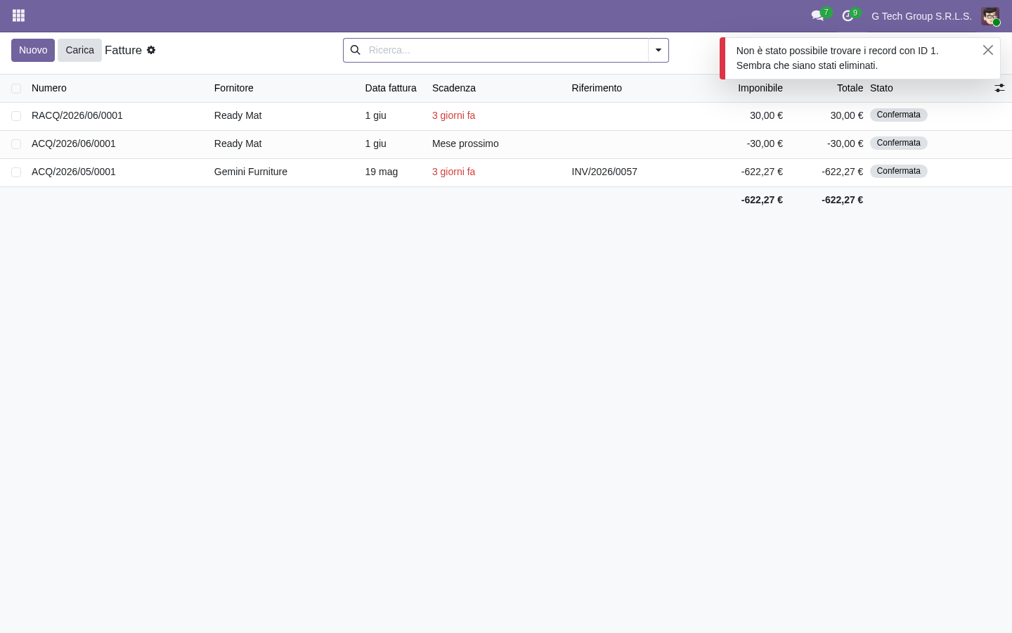 Fatture fornitori importate automaticamente da SdI in Odoo 19