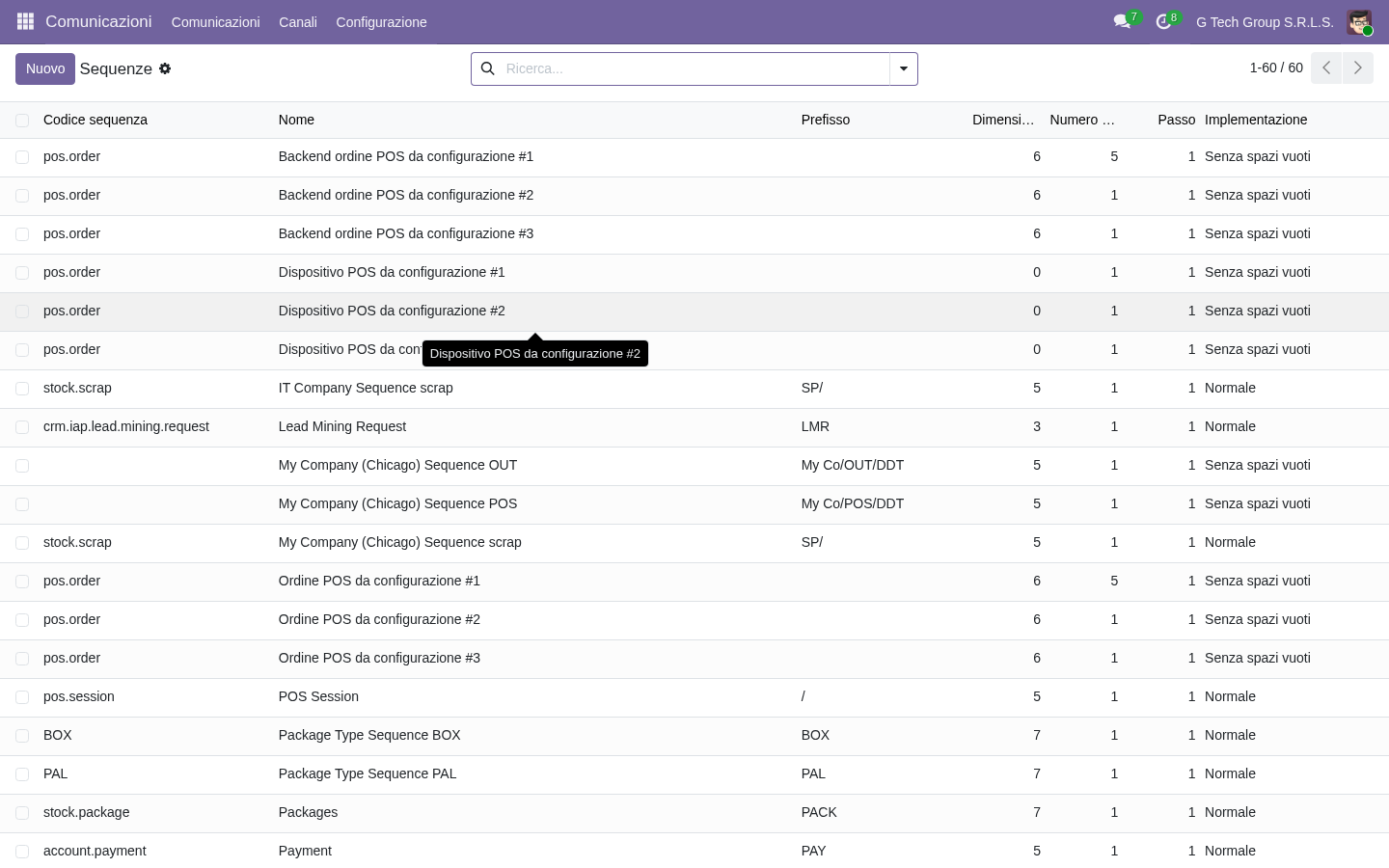Lista sequenze documenti Odoo 19 per workflow numerazione automatica fatture PMI