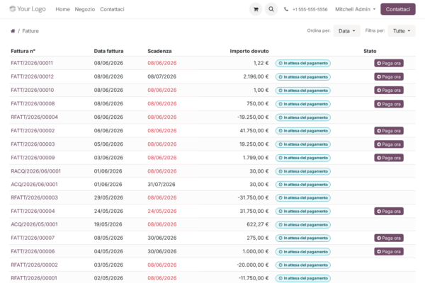 Subscription Odoo Sales: MRR, ARR, churn, dunning, renewal (guida 8 di 15)