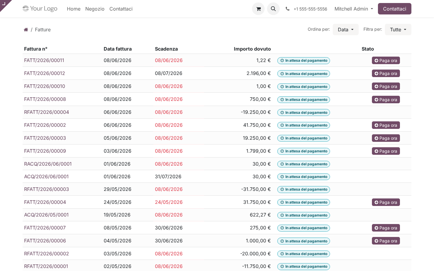 Subscription Odoo Sales: MRR, ARR, churn, dunning, renewal (guida 8 di 15)