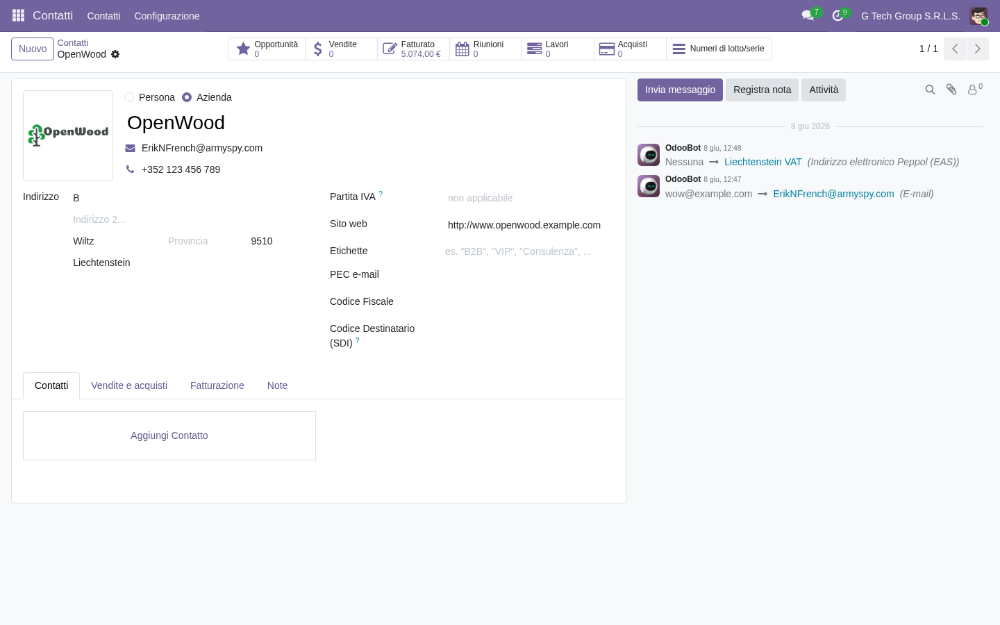 Odoo 19 customer 360 subscription history MRR PMI italiane