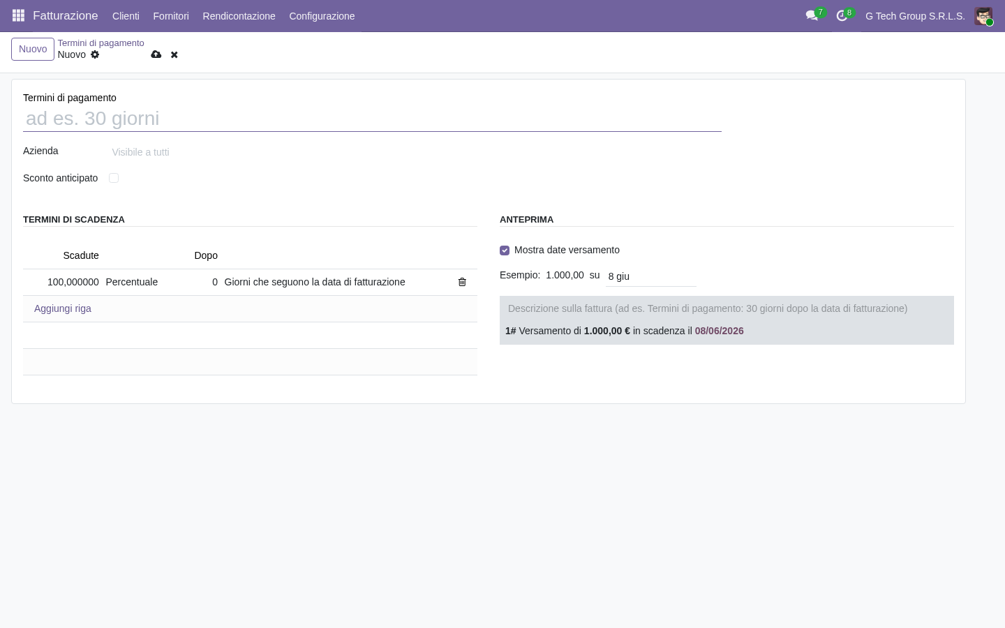 Form nuovo termine di pagamento vuoto