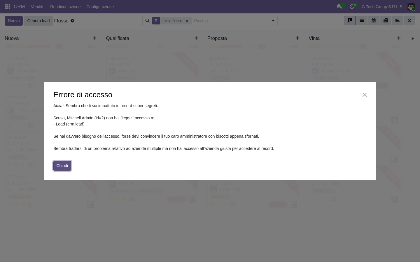 Territory management CRM Odoo 19 PMI italiane sales