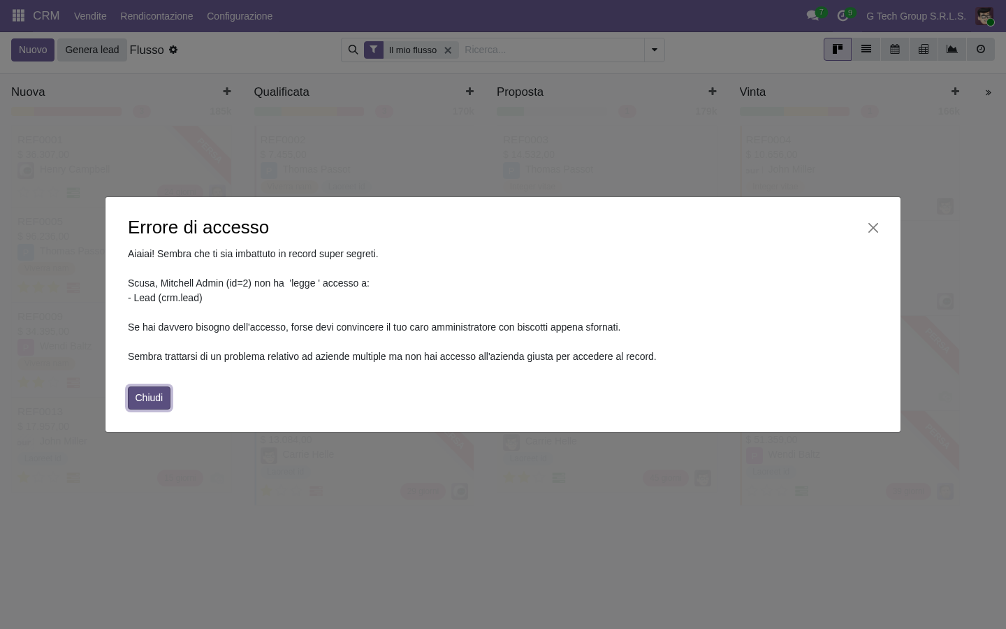 Lead routing inter-team CRM Odoo 19 PMI italiane
