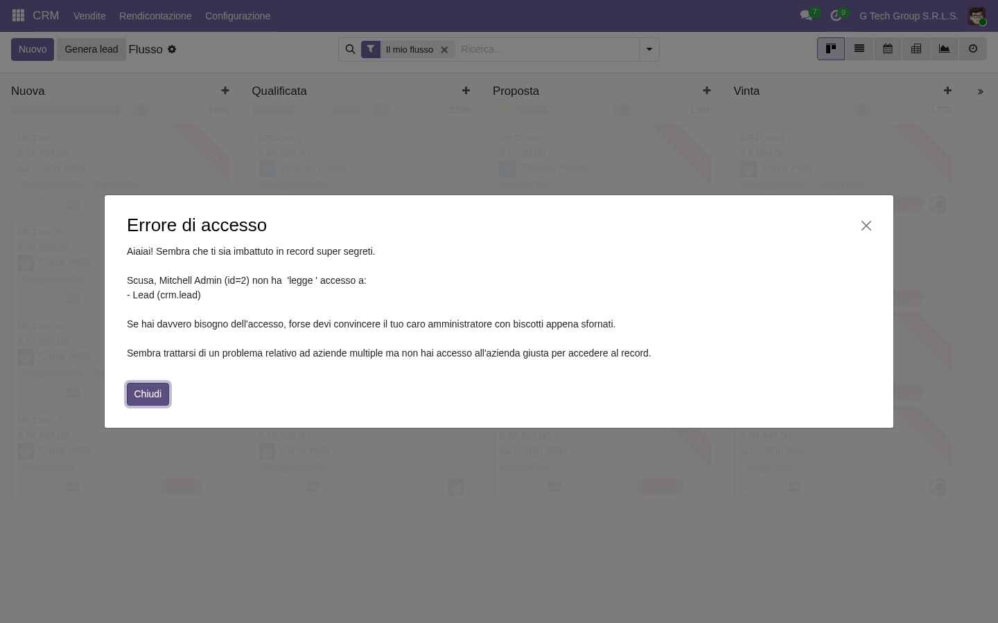 KPI per team dashboard CRM Odoo 19 PMI italiane sales
