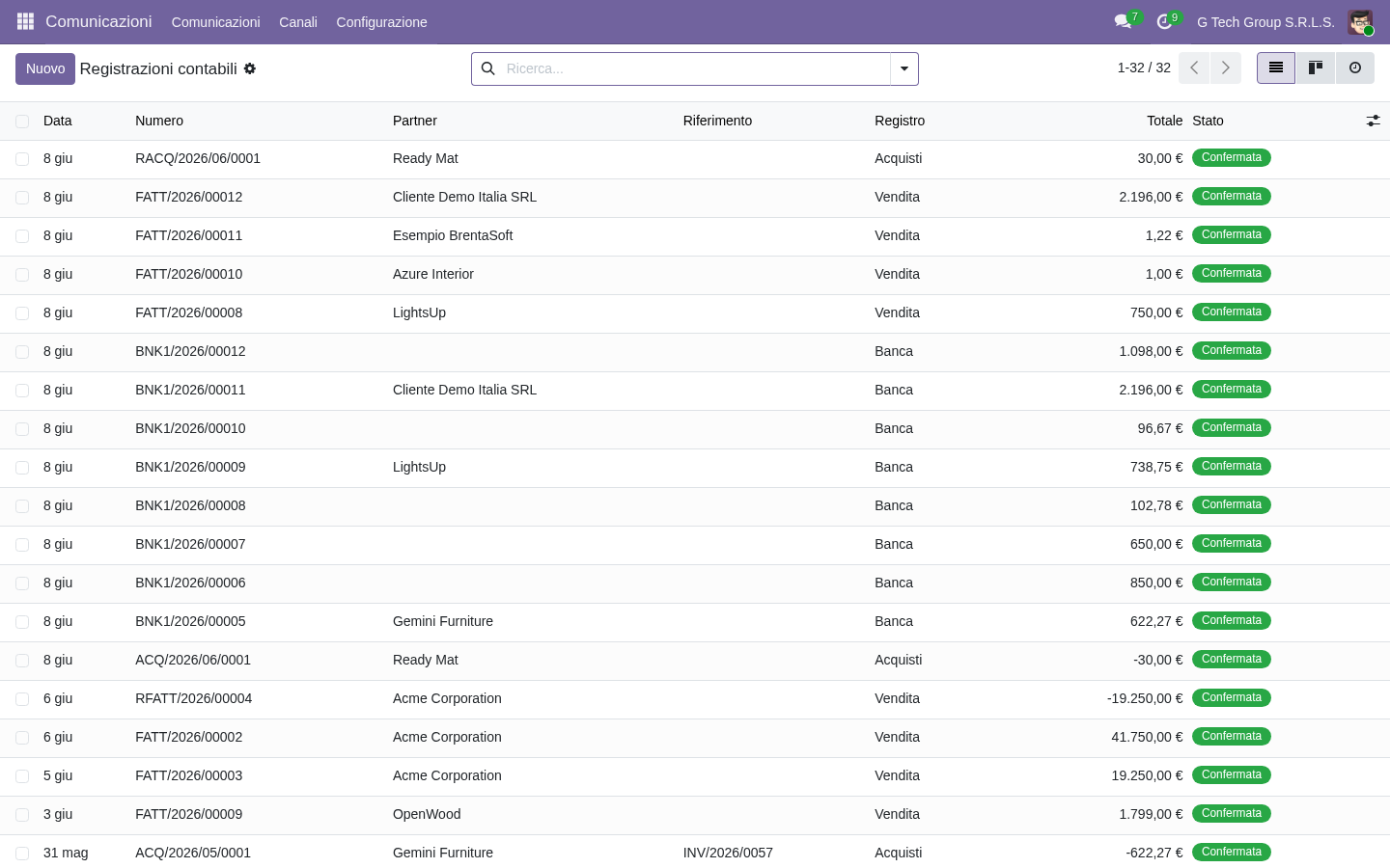 Odoo 19 registrazioni contabili automatiche della valorizzazione di magazzino