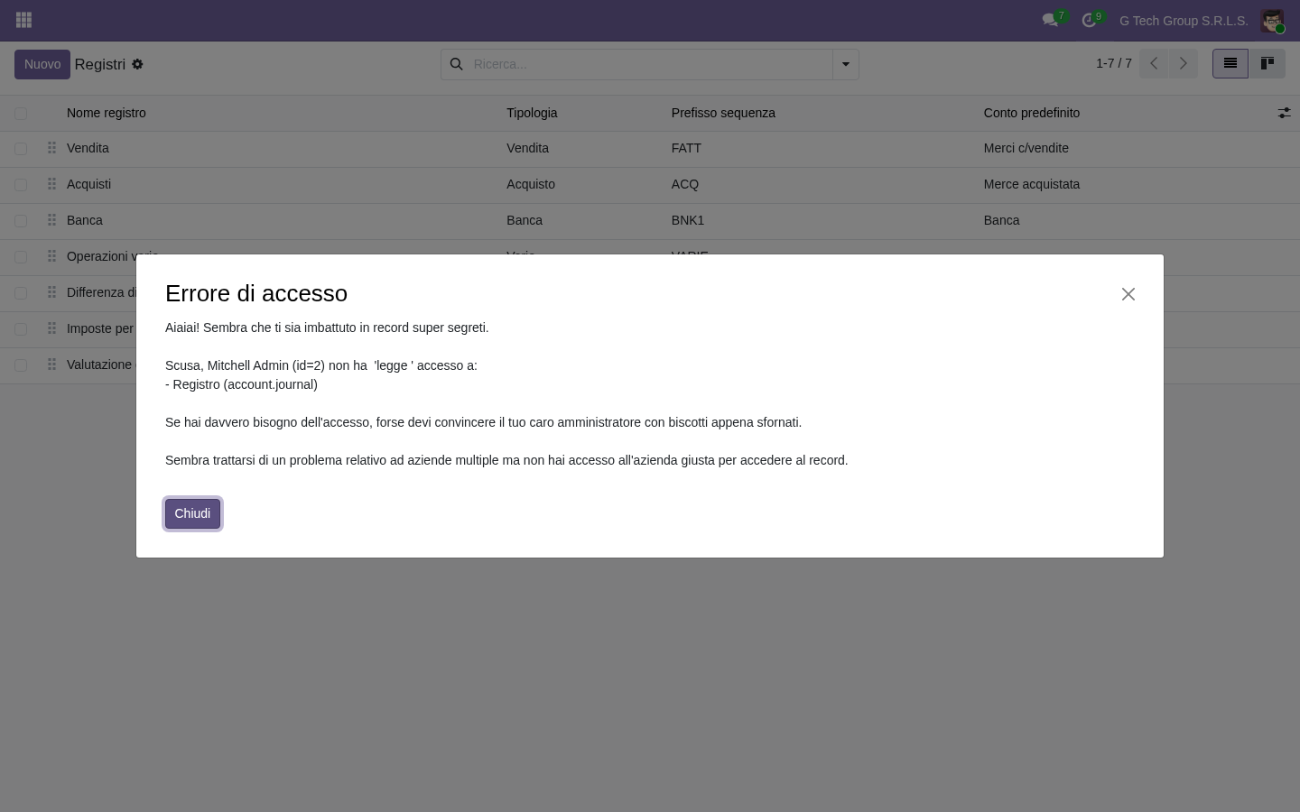 Odoo 19 registro contabile di magazzino dedicato