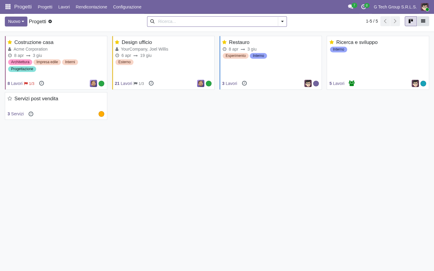 Modulo Project Odoo 19 con kanban e milestone per PMI servizi professionali