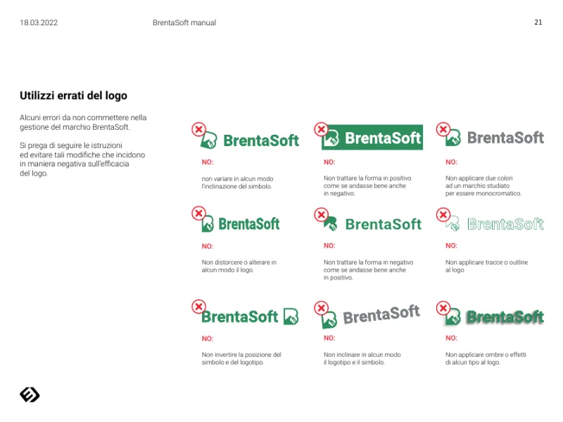 Brand Manual BrentaSoft: Usi errati del logo